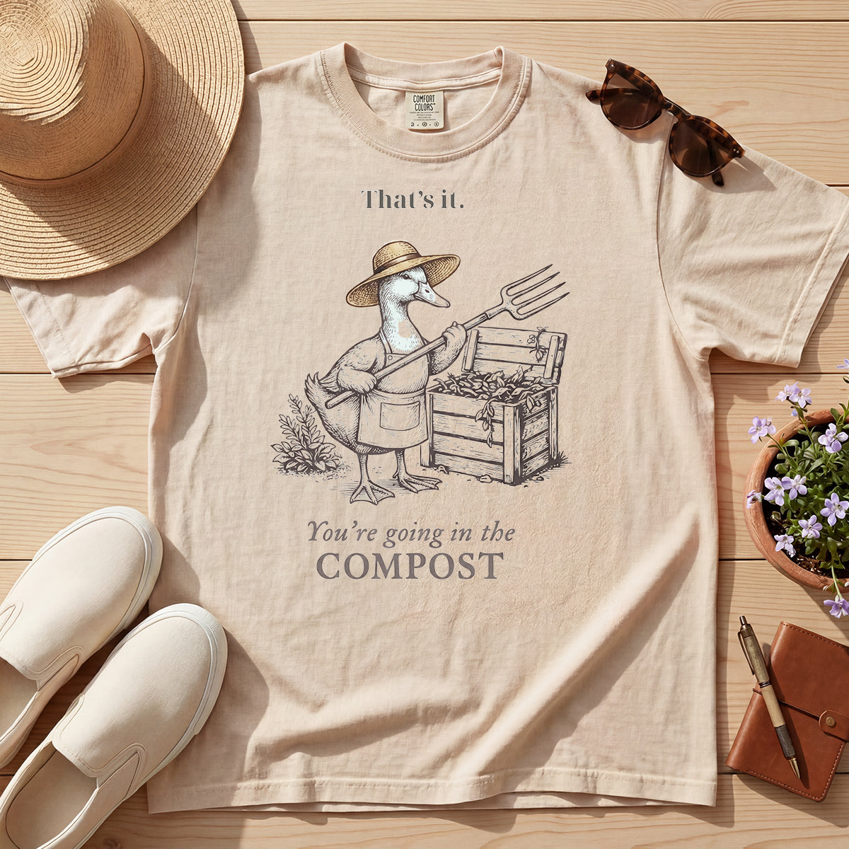 VINTAGE DUCK COMPOST FUNNY TEE