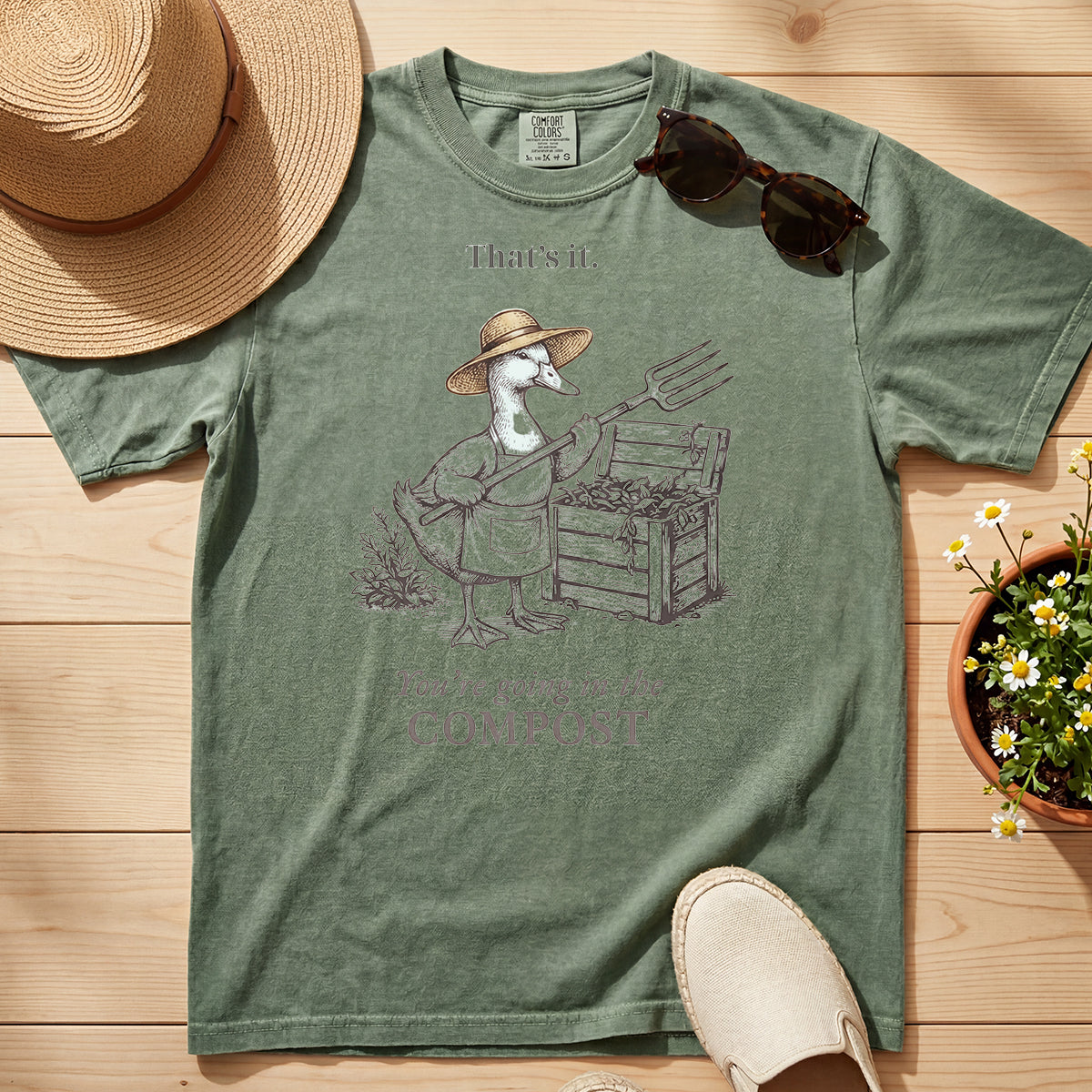 VINTAGE DUCK COMPOST FUNNY TEE