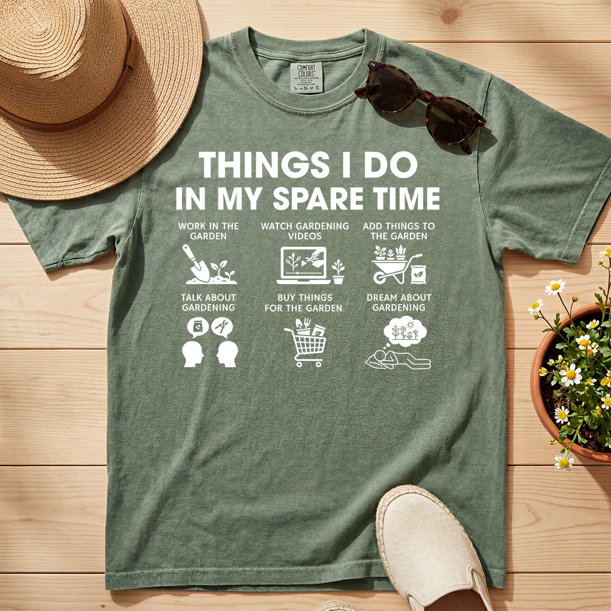 GARDENING SPARE TIME INFOGRAPHIC TEE