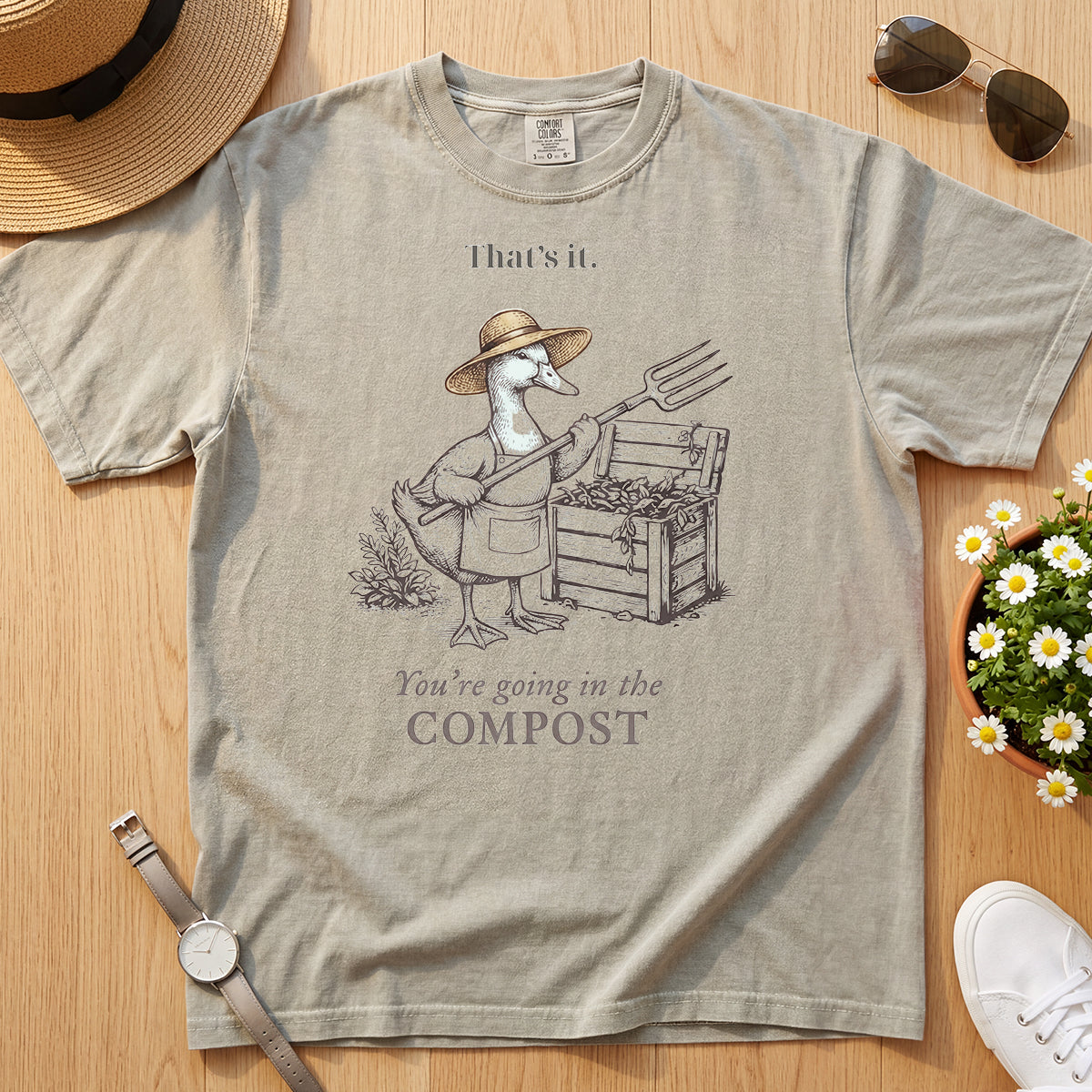 VINTAGE DUCK COMPOST FUNNY TEE
